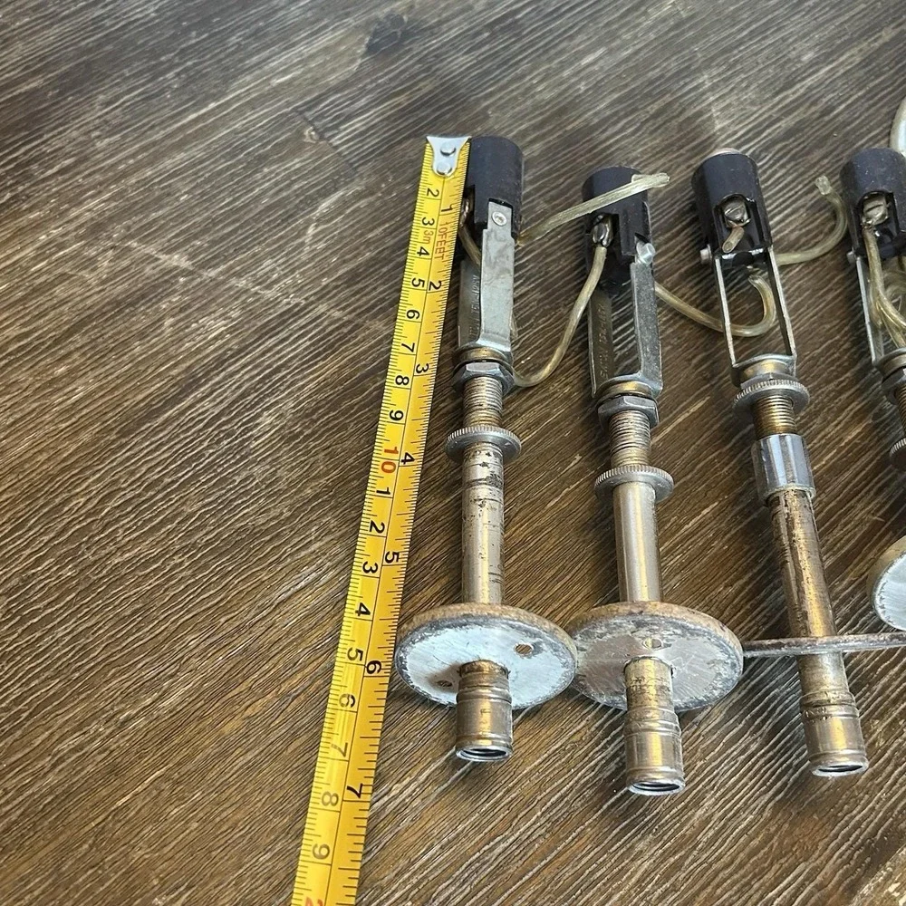 Vintage Chandelier Hardware‎ Lot 4 Candle Socket Assemblies Canopy Tube Parts